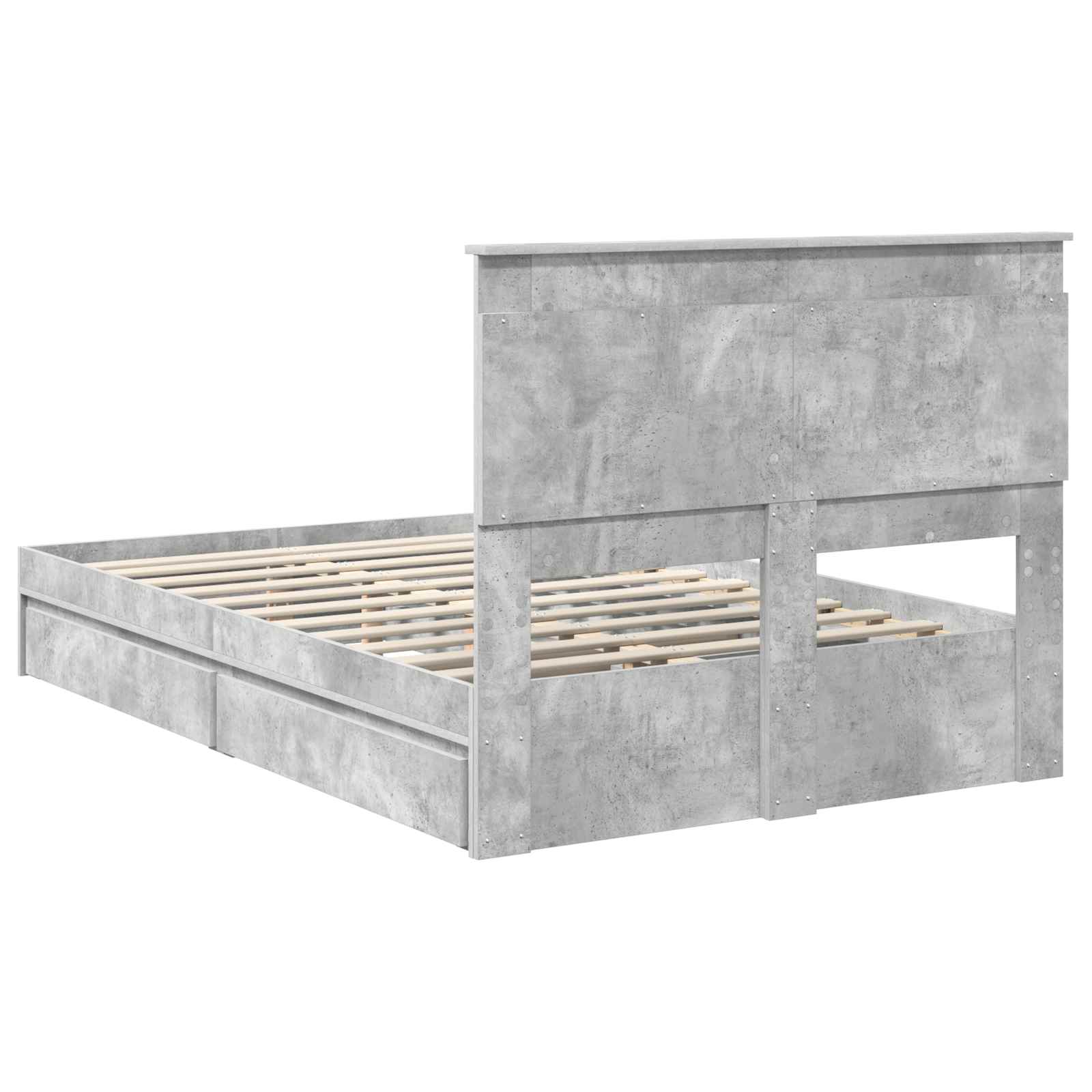 Bedframe met lade Beton Grijs 135 x 190 cm Bewerkt hout
