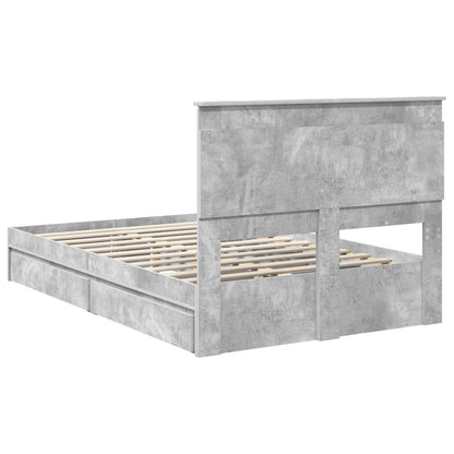 Bedframe met lade Beton Grijs 135 x 190 cm Bewerkt hout