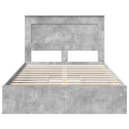 Bedframe met lade Beton Grijs 135 x 190 cm Bewerkt hout