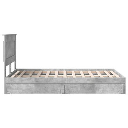 Bedframe met lade Beton Grijs 135 x 190 cm Bewerkt hout