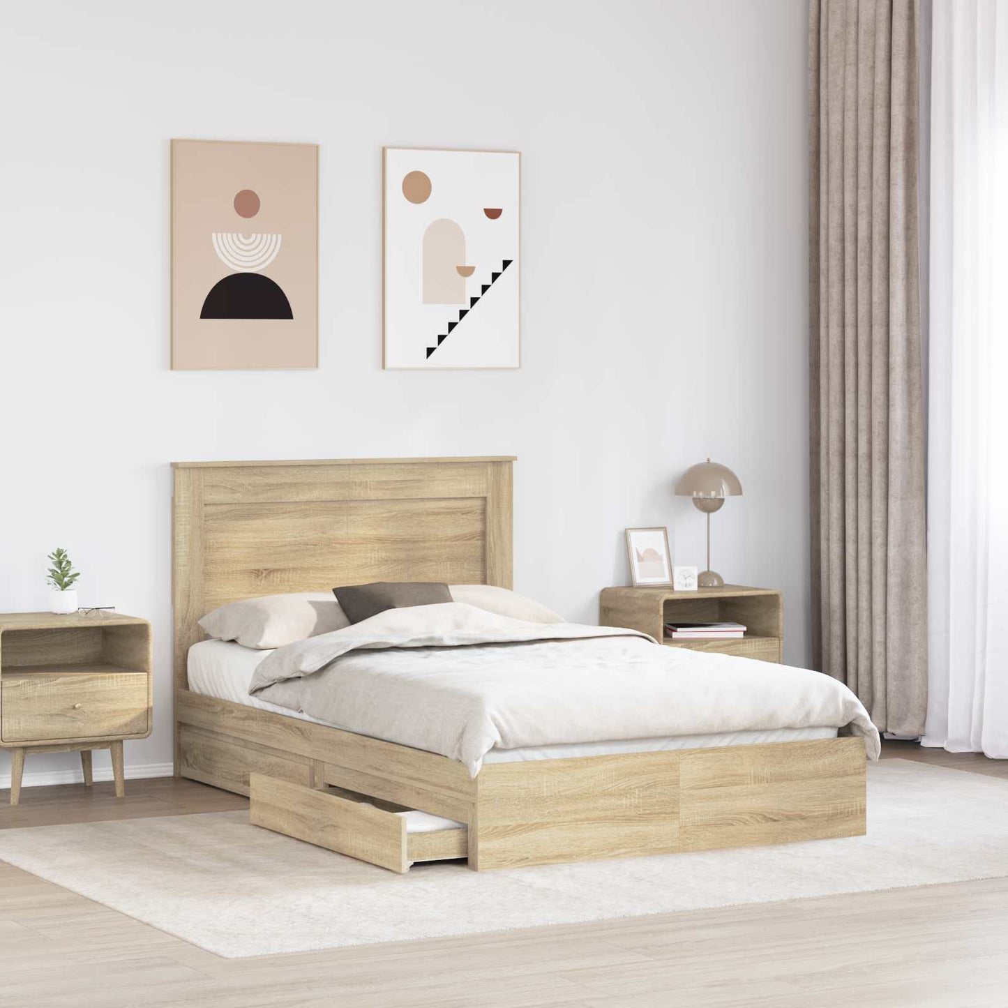 Opslag bed met lade Sonoma Eiken 120 x 200 cm Bewerkt hout