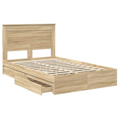 Opslag bed met lade Sonoma Eiken 120 x 200 cm Bewerkt hout