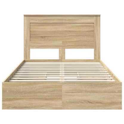 Opslag bed met lade Sonoma Eiken 120 x 200 cm Bewerkt hout