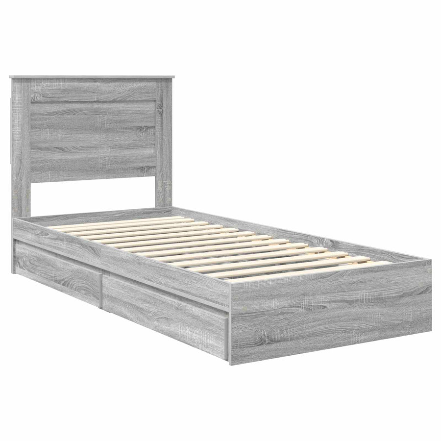 Bedframe met lade Grijs Sonoma 100 x 200 cm Bewerkt hout