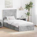 Opslag bed met hoofdeinde Beton Grijs 90 x 190 cm Bewerkt hout