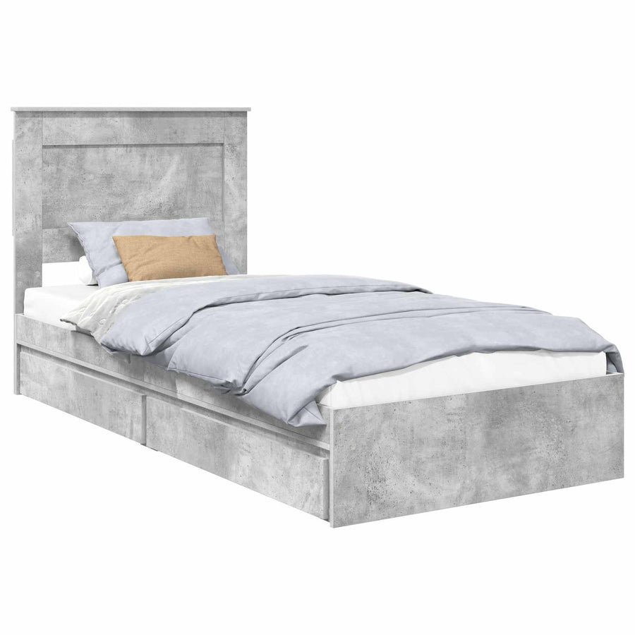 Bedframe met lade Beton Grijs 90 x 190 cm Bewerkt hout