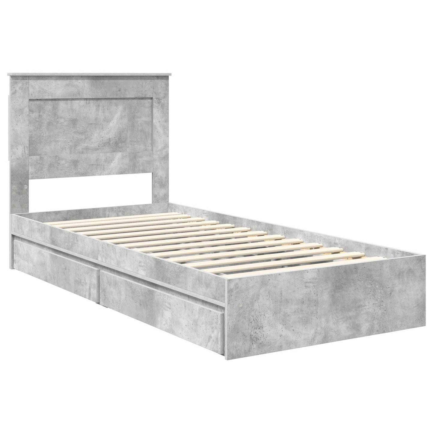 Bedframe met lade Beton Grijs 90 x 190 cm Bewerkt hout