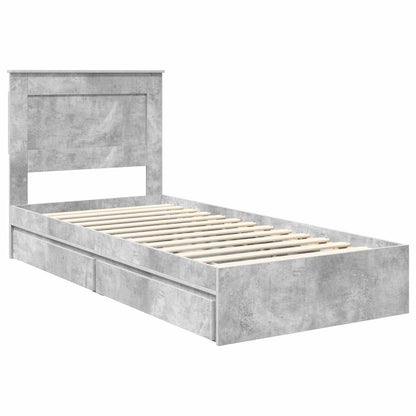 Bedframe met lade Beton Grijs 90 x 190 cm Bewerkt hout