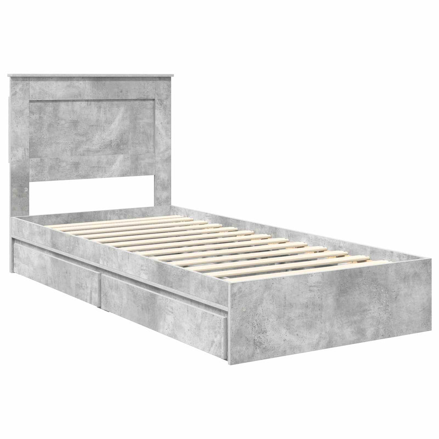 Bedframe met lade Beton Grijs 90 x 190 cm Bewerkt hout