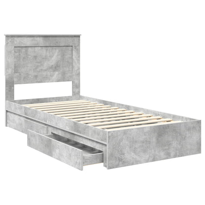 Bedframe met lade Beton Grijs 90 x 190 cm Bewerkt hout