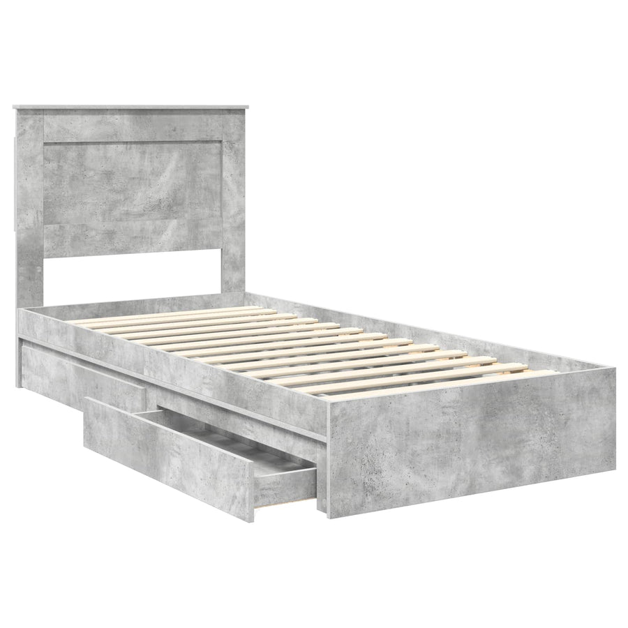 Bedframe met lade Beton Grijs 90 x 190 cm Bewerkt hout