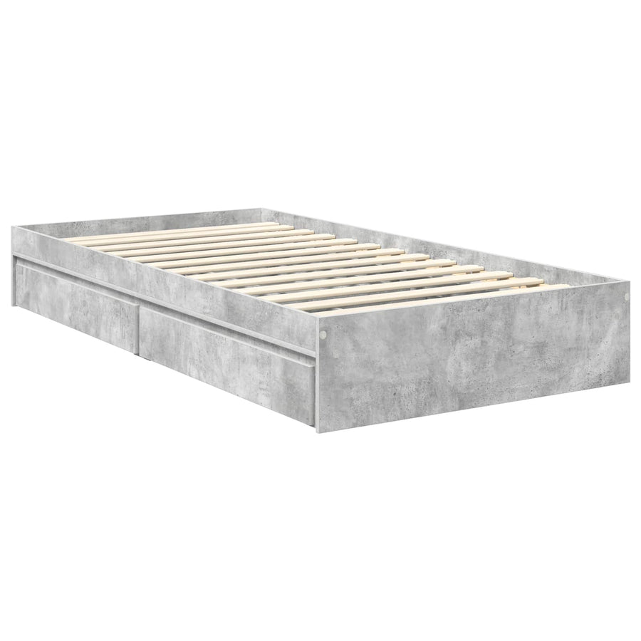 Bedframe met lade Beton Grijs 90 x 190 cm Bewerkt hout
