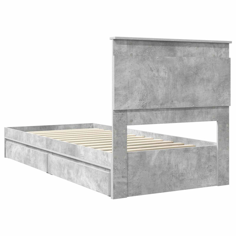 Bedframe met lade Beton Grijs 90 x 190 cm Bewerkt hout