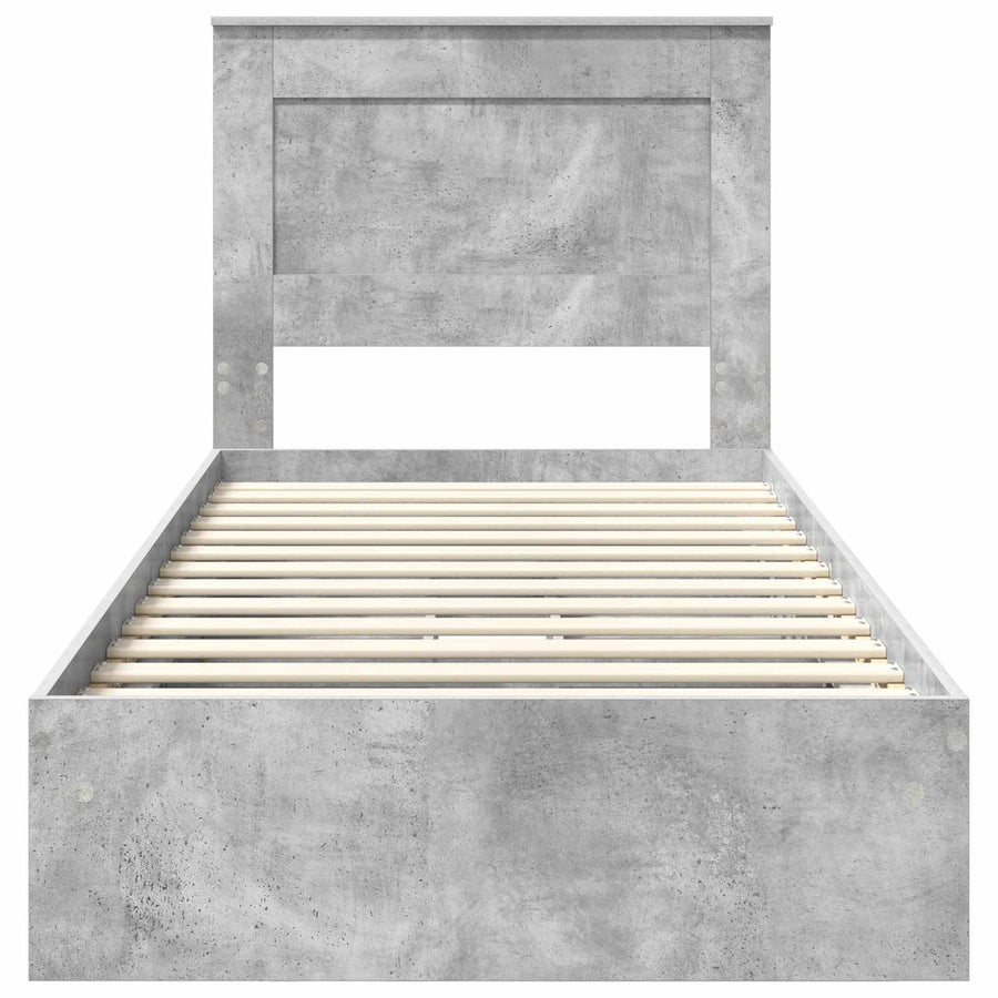 Bedframe met lade Beton Grijs 90 x 190 cm Bewerkt hout