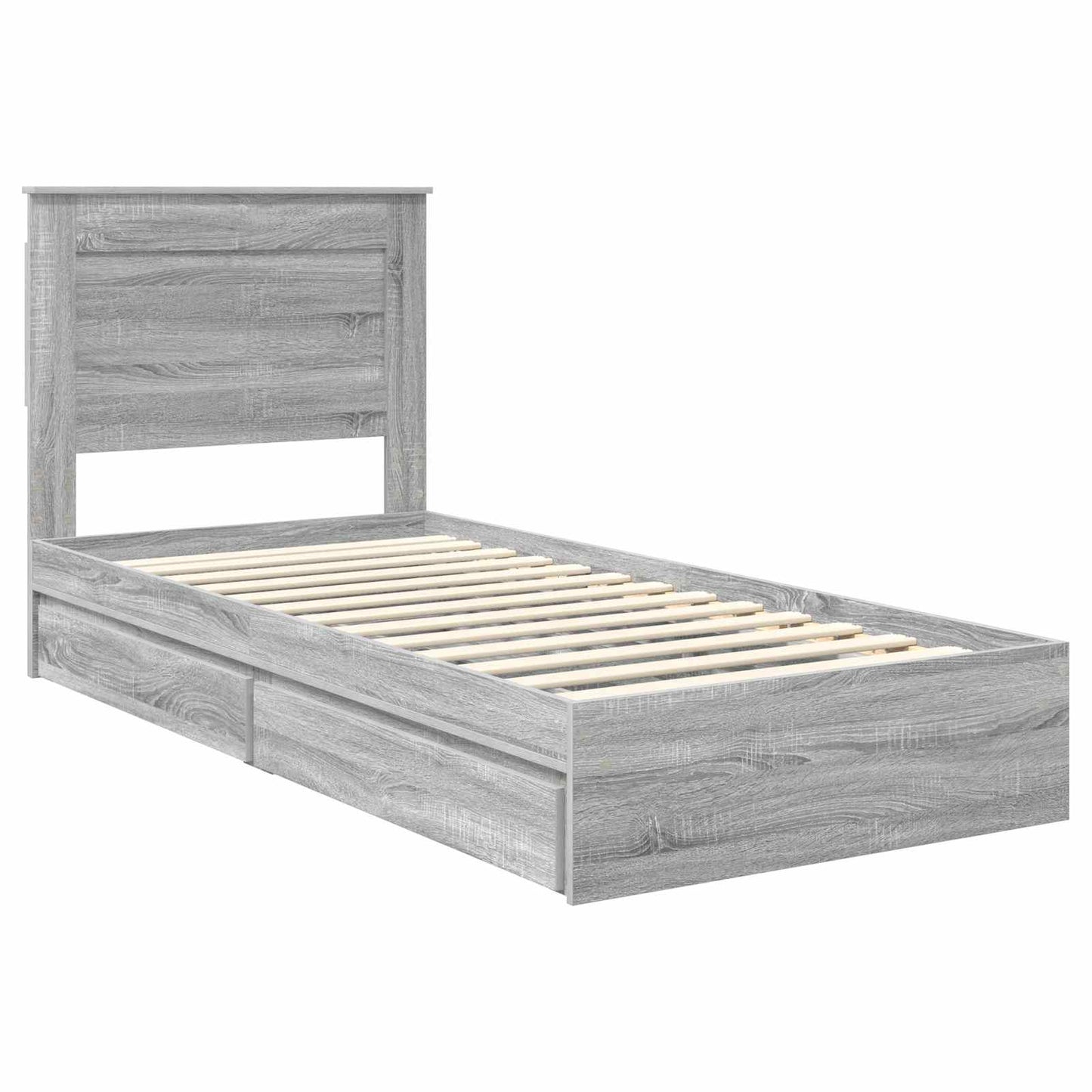 Bedframe met lade Grijs Sonoma 90 x 190 cm Bewerkt hout