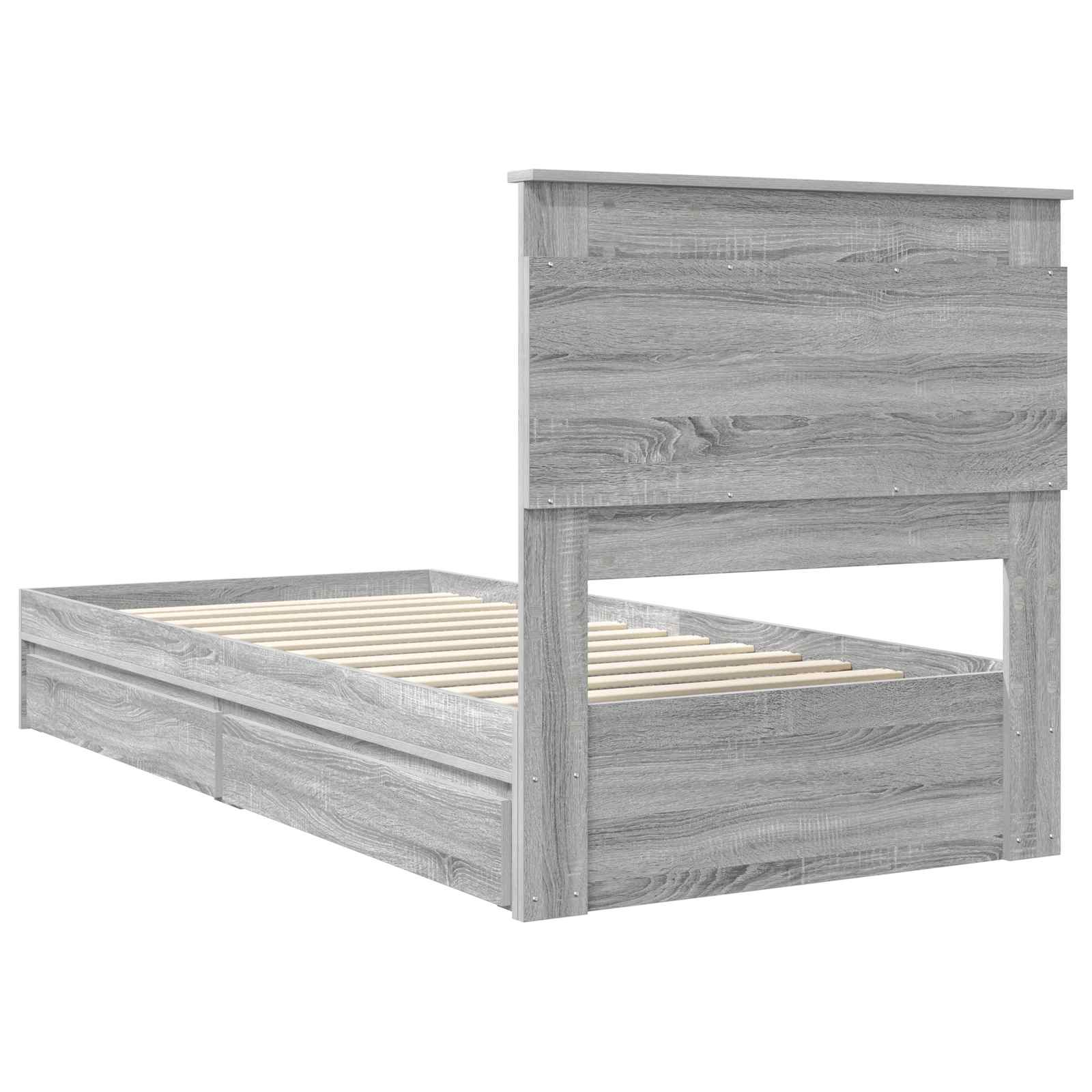 Bedframe met lade Grijs Sonoma 90 x 190 cm Bewerkt hout