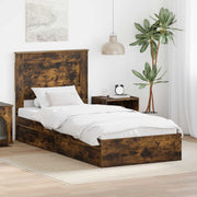 Opbergbed 90x200 cm gerookt eiken bewerkt hout
