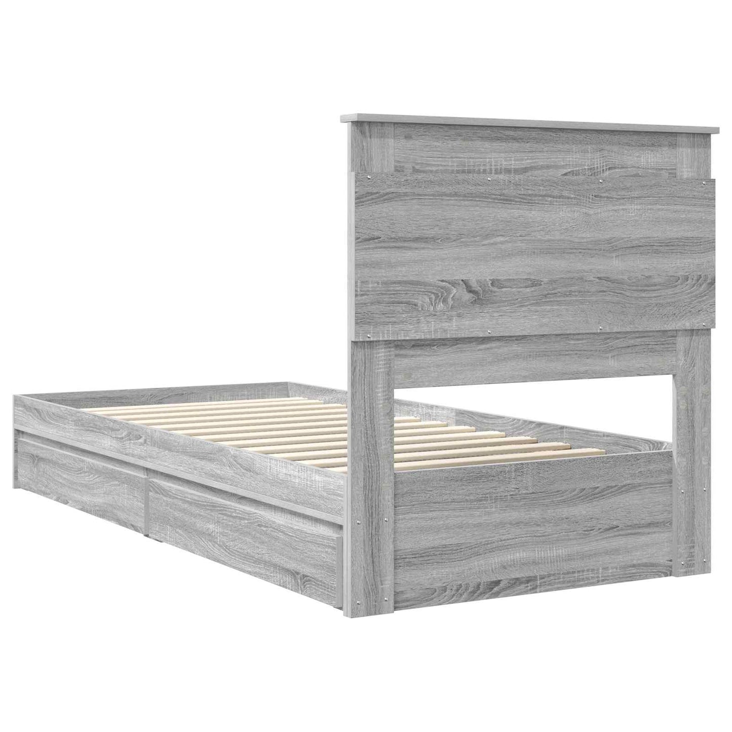 Bedframe met lade Grijs Sonoma 90 x 200 cm Bewerkt hout