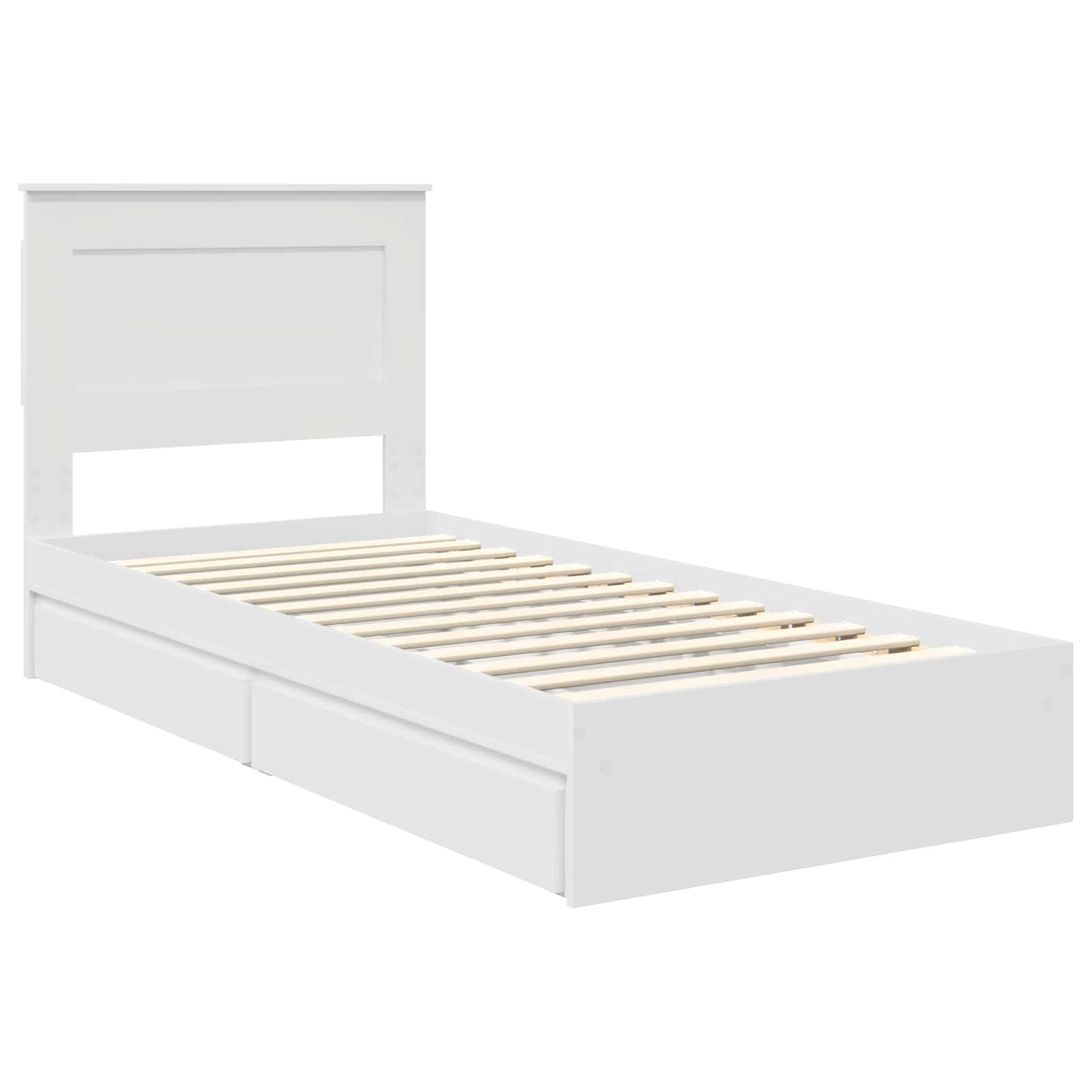 Bedframe met lade met hoofdeinde Wit 75 x 190 cm Bewerkt hout
