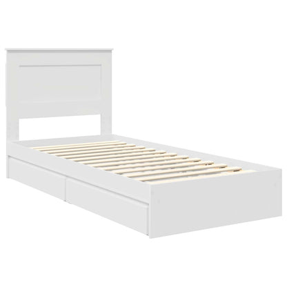 Bedframe met lade met hoofdeinde Wit 75 x 190 cm Bewerkt hout
