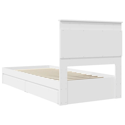 Bedframe met lade met hoofdeinde Wit 75 x 190 cm Bewerkt hout
