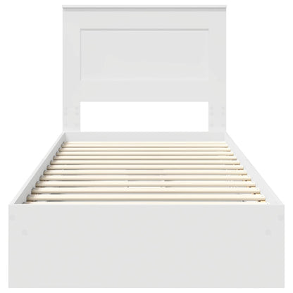 Bedframe met lade met hoofdeinde Wit 75 x 190 cm Bewerkt hout