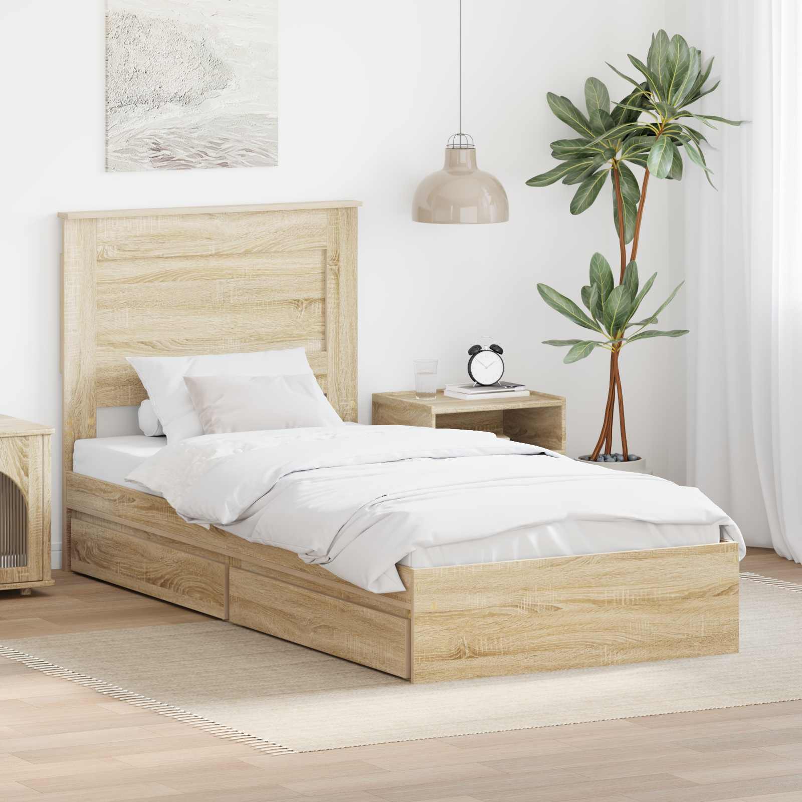 Bedframe met lade Sonoma Eiken 75 x 190 cm Bewerkt hout