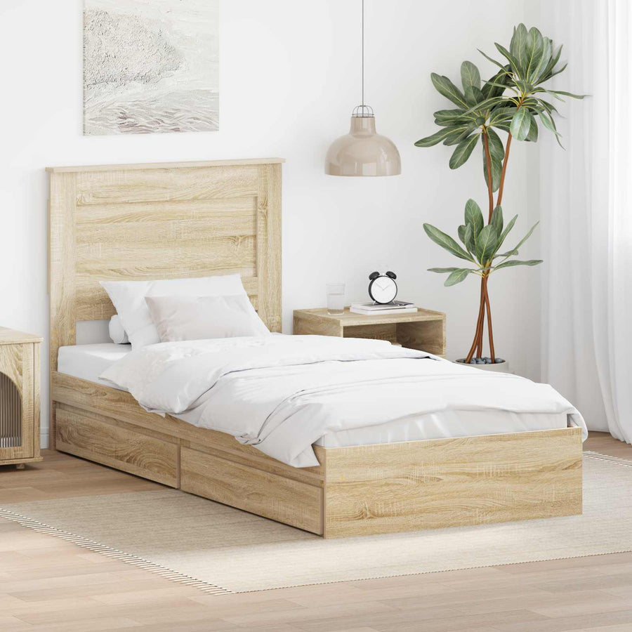 Bedframe met lade Sonoma Eiken 75 x 190 cm Bewerkt hout