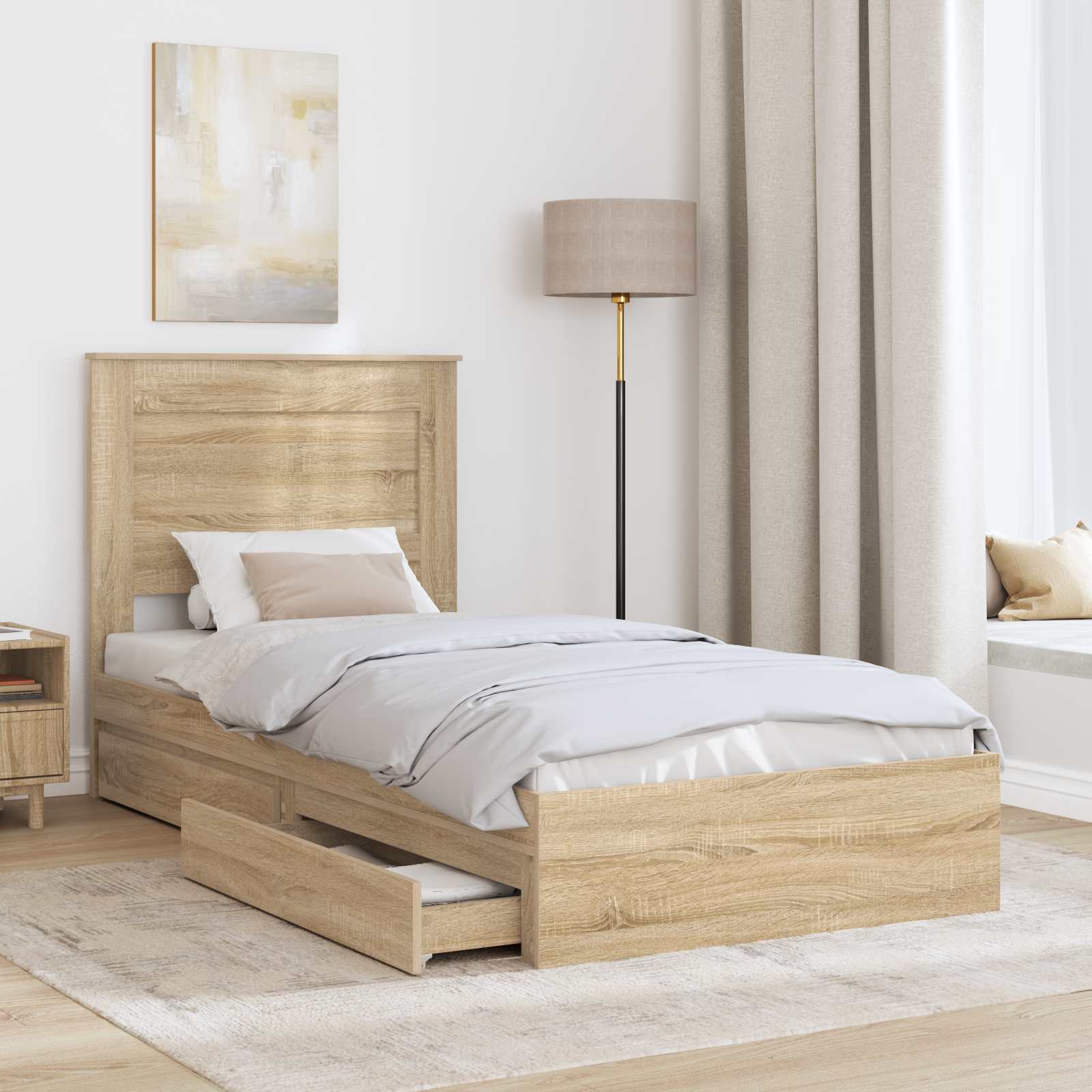 Bedframe met lade Sonoma Eiken 75 x 190 cm Bewerkt hout