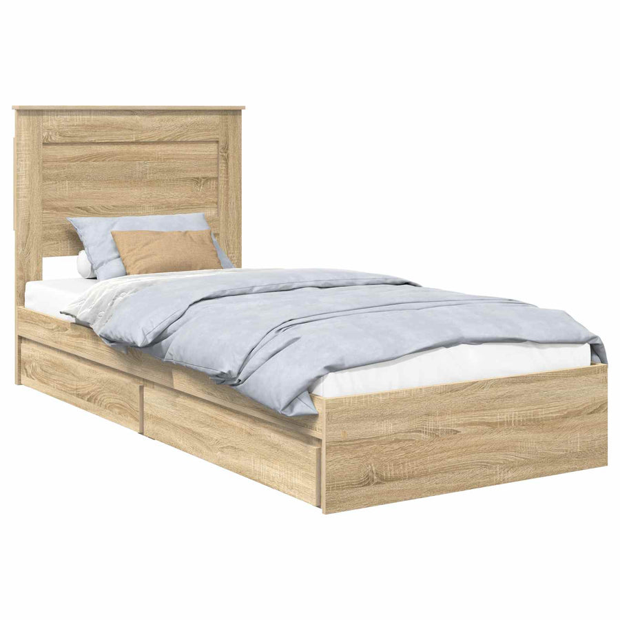 Bedframe met lade Sonoma Eiken 75 x 190 cm Bewerkt hout