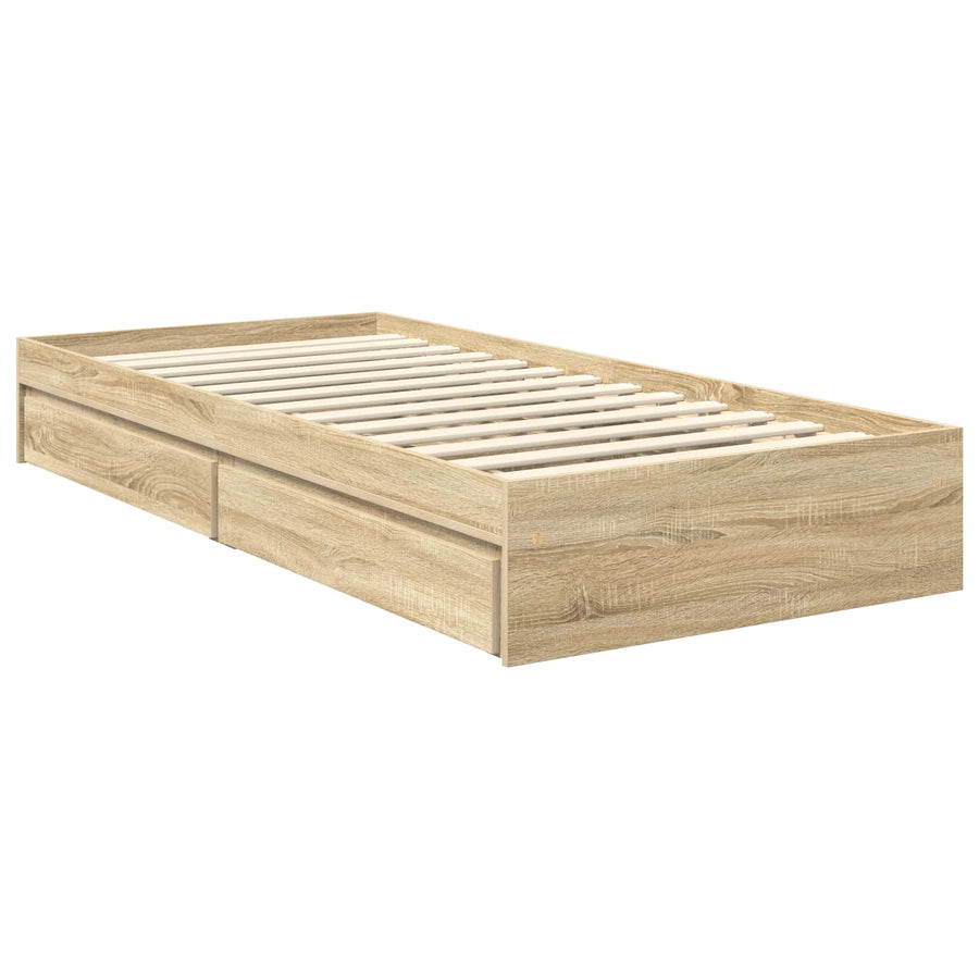 Bedframe met lade Sonoma Eiken 75 x 190 cm Bewerkt hout