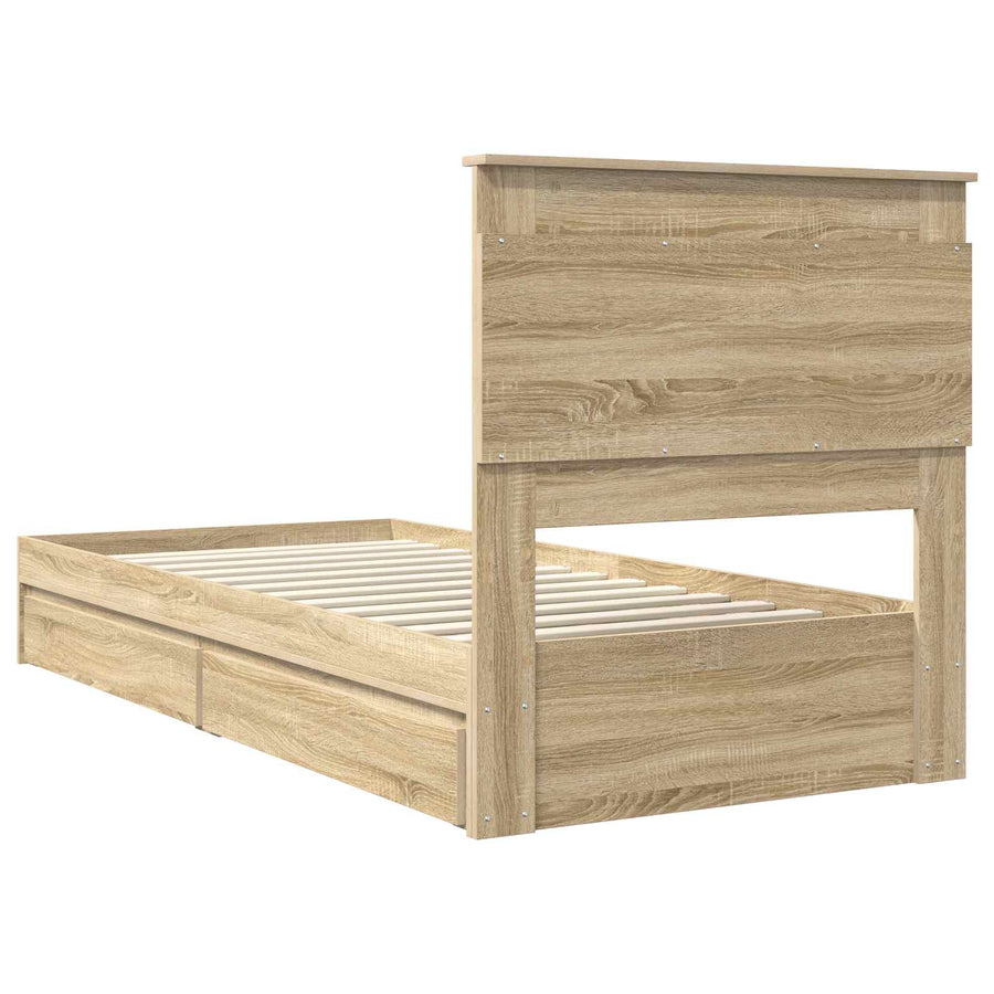 Bedframe met lade Sonoma Eiken 75 x 190 cm Bewerkt hout