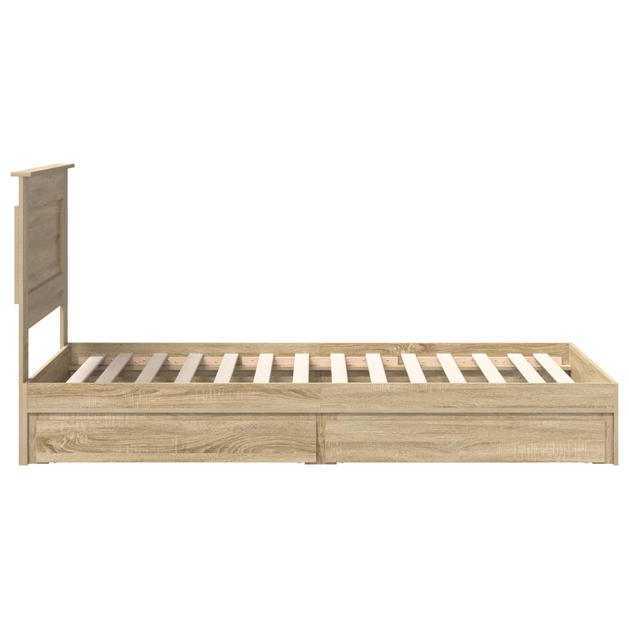 Bedframe met lade Sonoma Eiken 75 x 190 cm Bewerkt hout