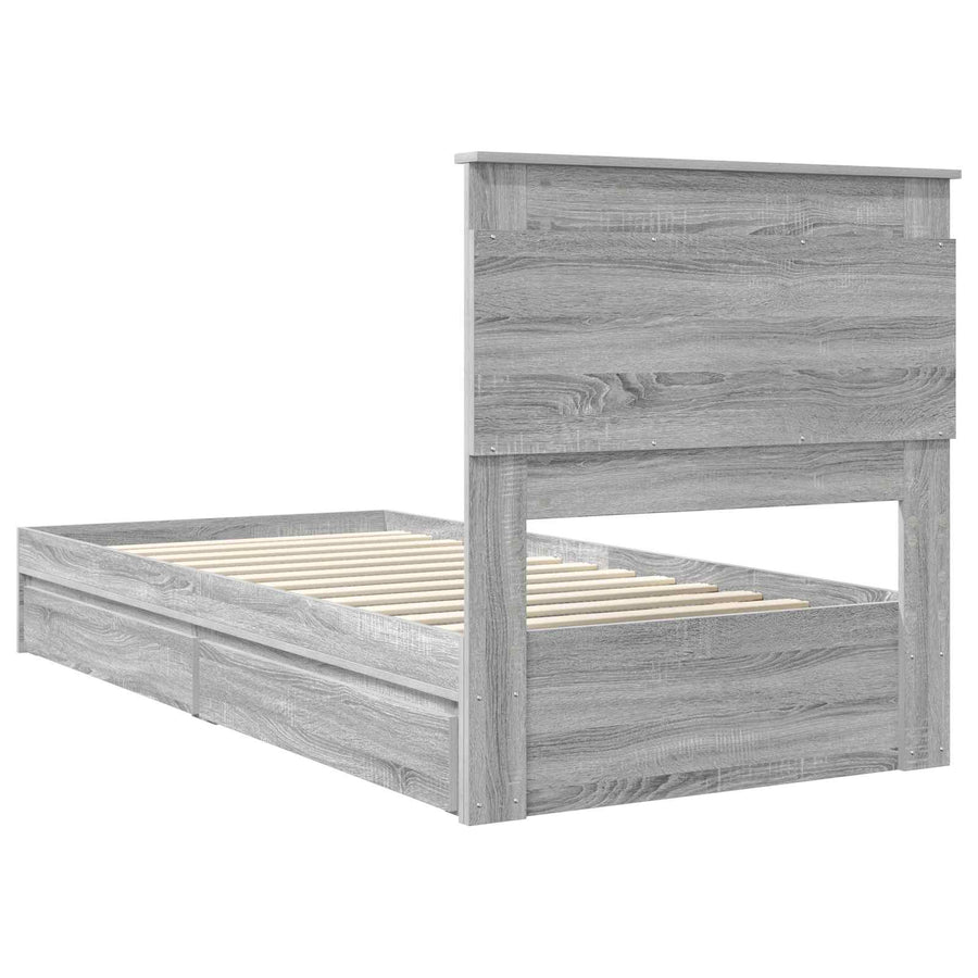 Bedframe met lade Grijs Sonoma 75 x 190 cm Bewerkt hout