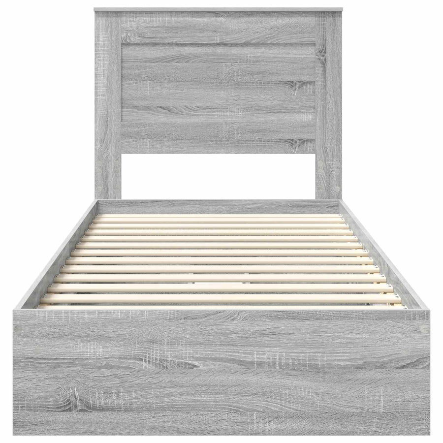 Bedframe met lade Grijs Sonoma 75 x 190 cm Bewerkt hout