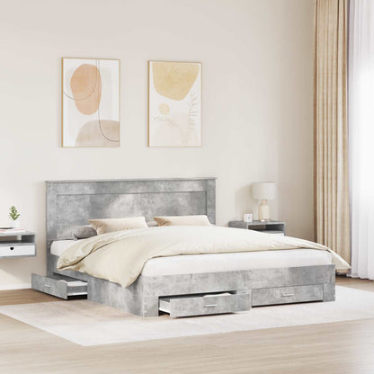 Bedframe met lade met hoofdeinde met opslag Bewerkt hout