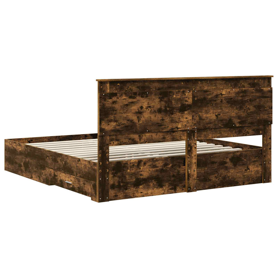 Bedframe met lade met hoofdeinde met opslag Bewerkt hout