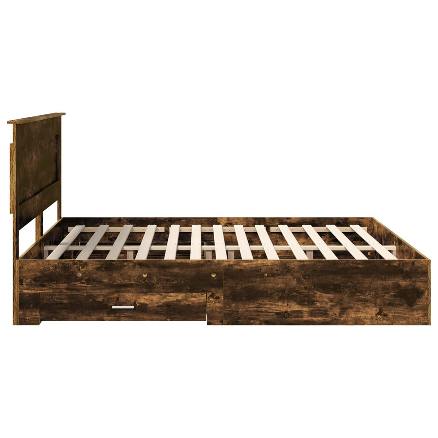 Bedframe met lade met hoofdeinde met opslag Bewerkt hout