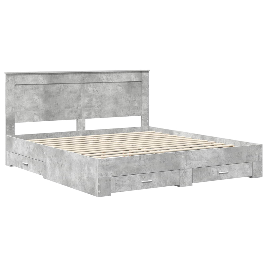 Bedframe met lade met hoofdeinde met opslag Bewerkt hout