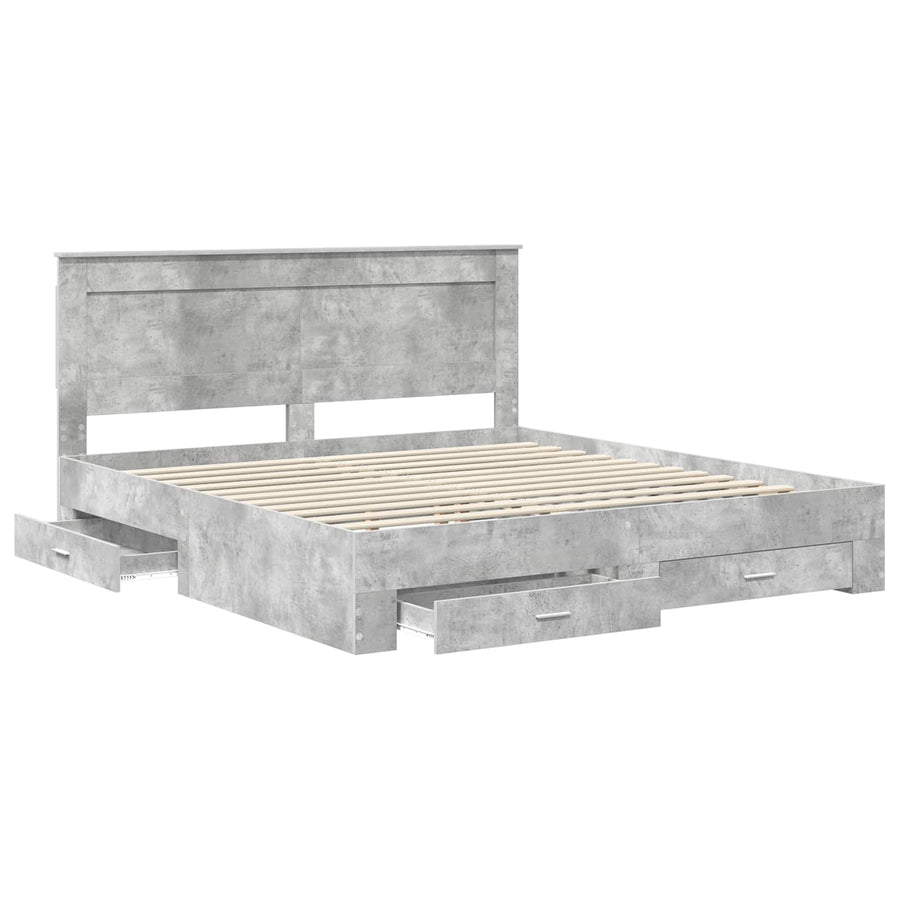 Bedframe met lade met hoofdeinde met opslag Bewerkt hout