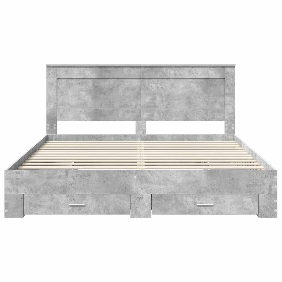 Bedframe met lade met hoofdeinde met opslag Bewerkt hout