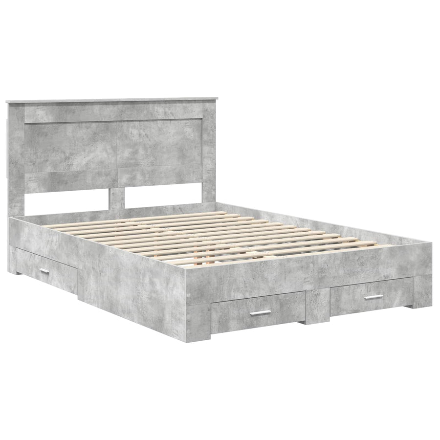 Bedframe met lade met hoofdeinde met opslag Bewerkt hout