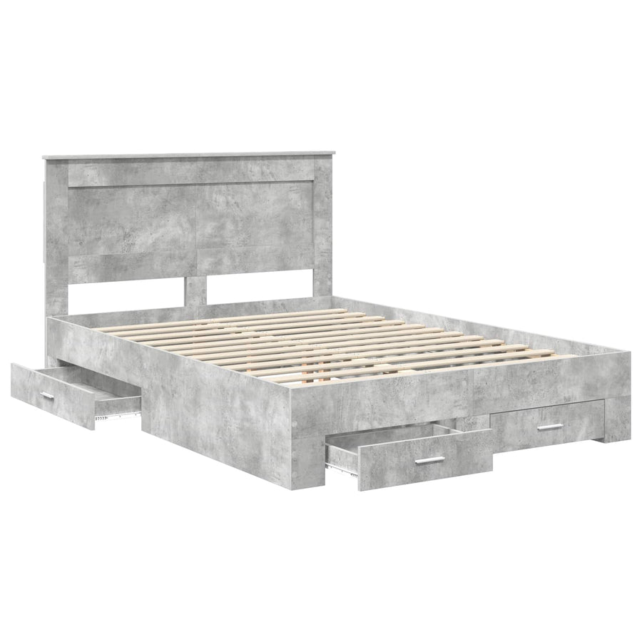 Bedframe met lade met hoofdeinde met opslag Bewerkt hout