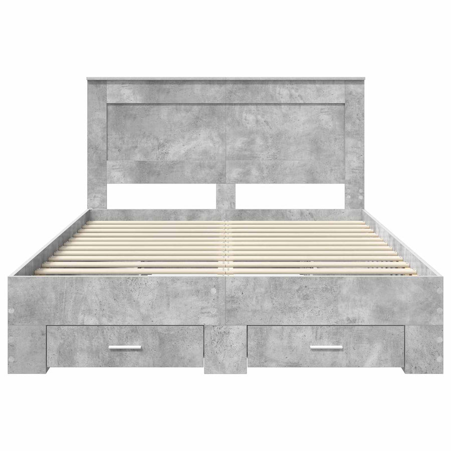 Bedframe met lade met hoofdeinde met opslag Bewerkt hout