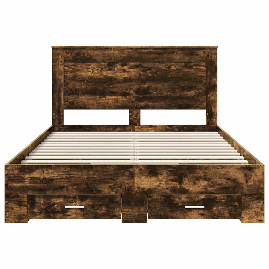 Bedframe met lade met hoofdeinde met opslag Bewerkt hout