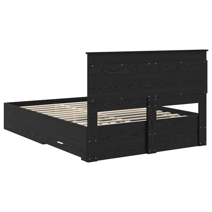 Bedframe met lade met hoofdeinde met opslag Bewerkt hout