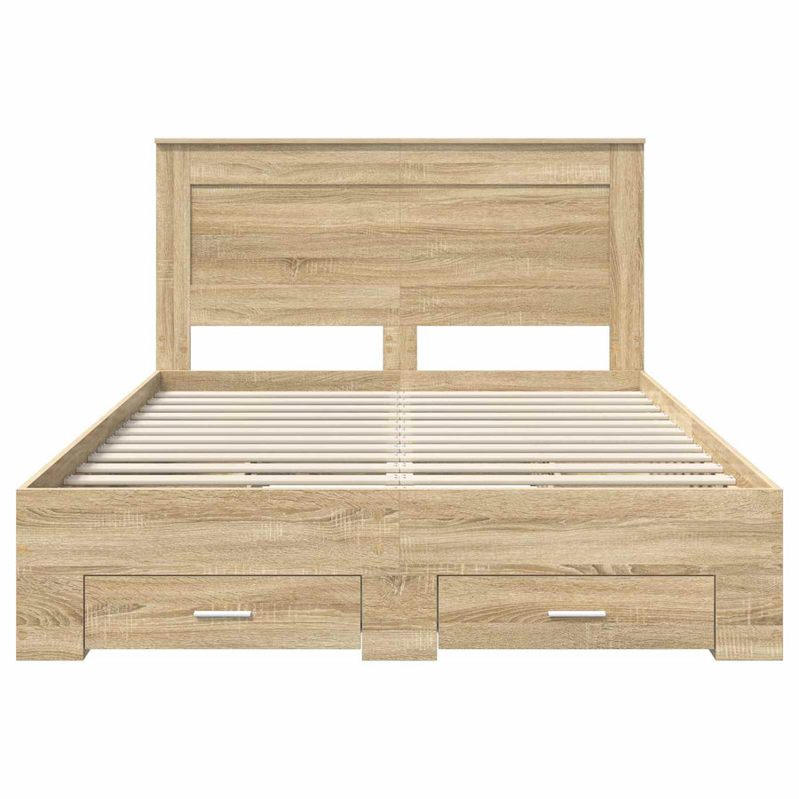 Bedframe met lade met hoofdeinde met opslag Bewerkt hout