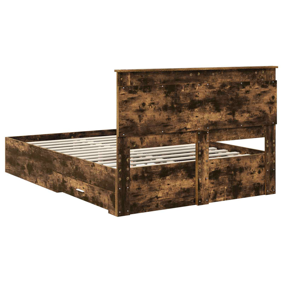 Bedframe met lade met hoofdeinde met opslag Bewerkt hout