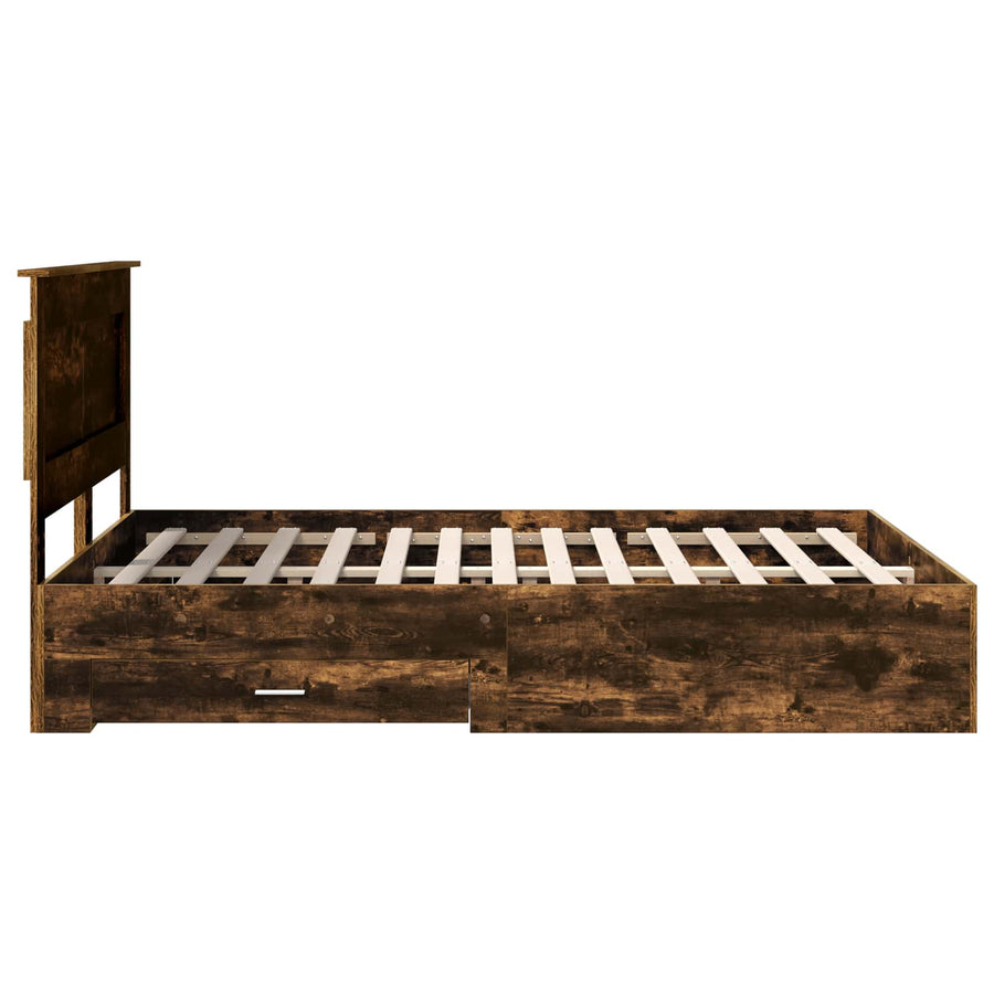 Bedframe met lade met hoofdeinde met opslag Bewerkt hout