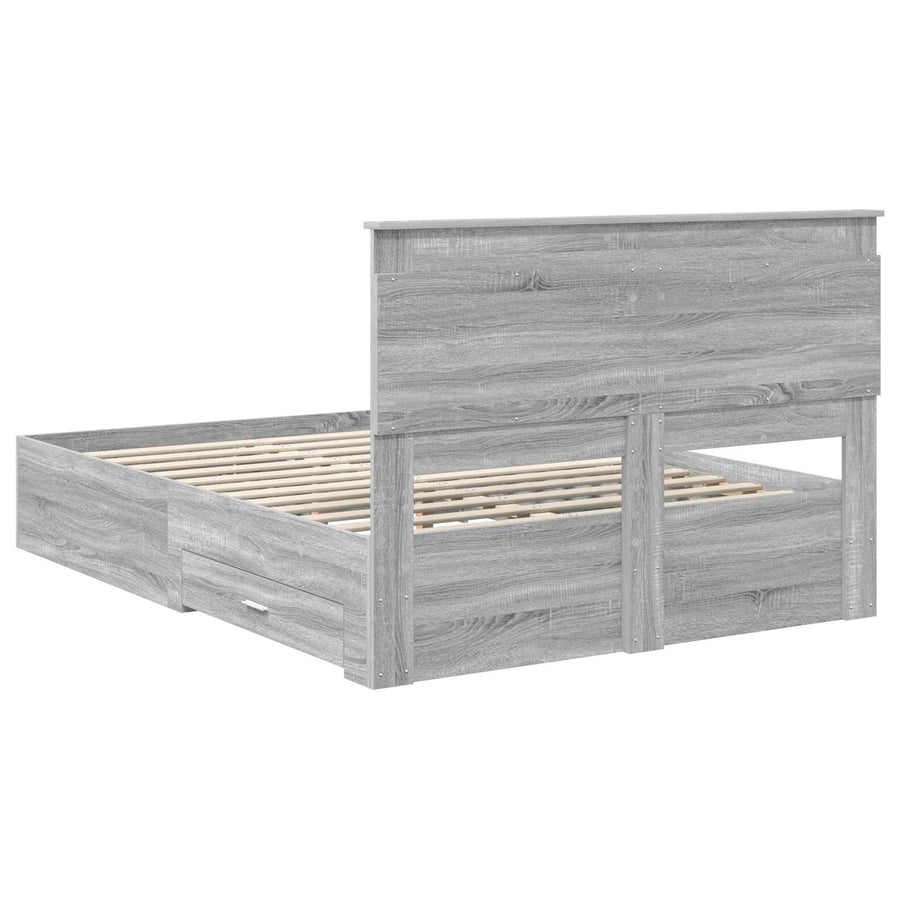Bedframe met lade met hoofdeinde met opslag Bewerkt hout